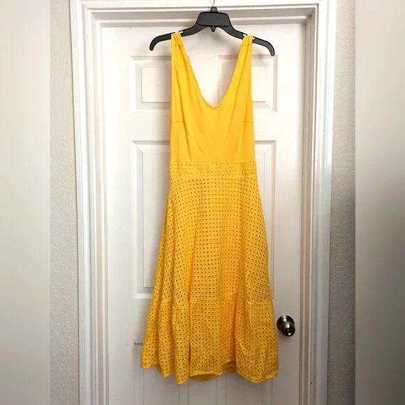 New York & Company | Dresses | New York And Company Yellow Eyelet Dress |  Poshmark